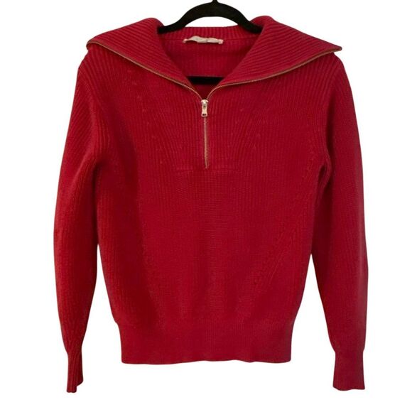 Loft cotton pink quarter ribbed pullover sweater small petite - Picture 8 of 10